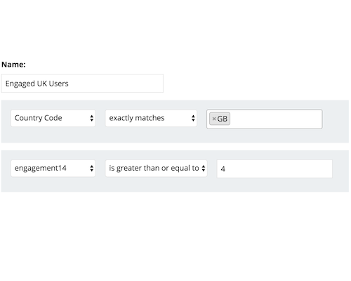 Create a user segment using a combination of user and device attributes.