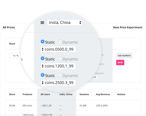 Deploy segmented pricing models from the Prices tab in Sweet Pricing.